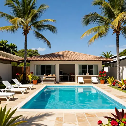 Casa no Guarujá com piscina e churrasqueira